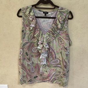 Talbots Paisley Ruffle Top